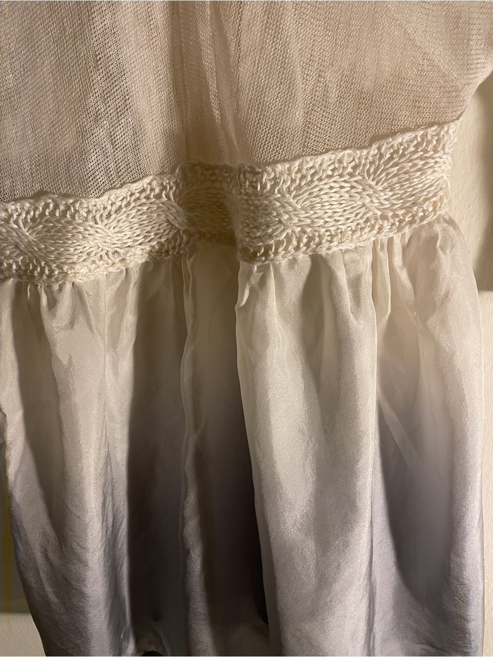 Calypso St. Barth Cream to Lilac/Gray Ombre Tie-Front silk and linen top - Picture 7 of 9